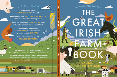 The Great Irish Farm Book animals book cover childrens book digital farm folioart illustration landscape nature sally caulwell vector