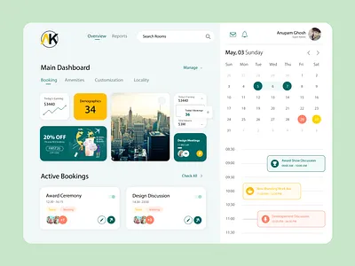 Calendar Dashboard Design app design flat icon illustration minimal ui ux web website