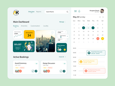 Calendar Dashboard Design app design flat icon illustration minimal ui ux web website