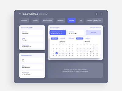 Appointment of an interview through the B2B system b2b b2b website design interview managment ui ux web