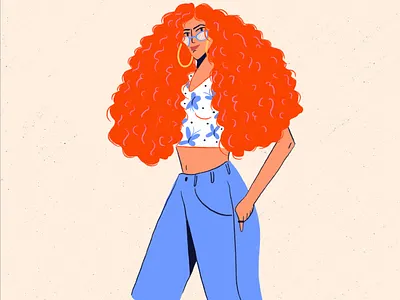 Curly character curly design digital fashion hair illustration joy person texture