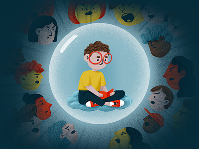 Keep those haters out! 6hexcodes bardotbrush bubble color palette colorcombo glasses haters illustration ipadpro procreate reading silence