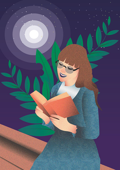 young girl read abook book design education flat icon illustration read school vector