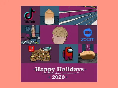Happy Holidays from 2020 adobefresco card funny holiday humor illustraion seasonal trends trends2020