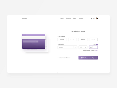 Credit Card Checkout Simple Pay (CVV) #dailyUi2 checkout credit card checkout credit card form credit card payment creditcard cvv dailyui dailyui2 dailyuichallenge desktop flat form minimal payment form ui web webdesign