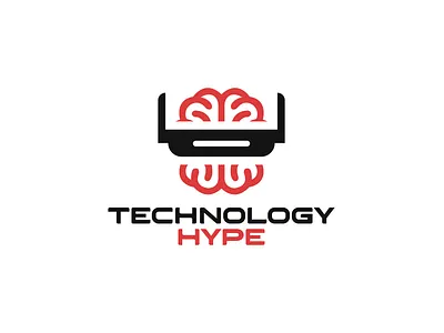 TH brain branding icon logo robot technology vector