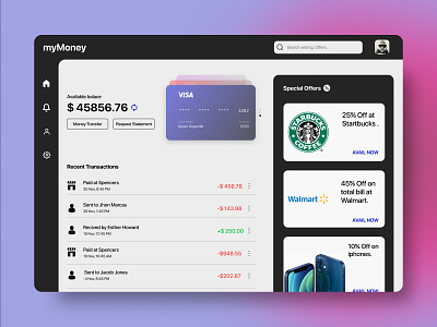 My Money Web Concept android androidapp app apple clean ios iosapp minimal money productdesign ui ui design uiux ux ux design uxdesign visa wallet web webapp