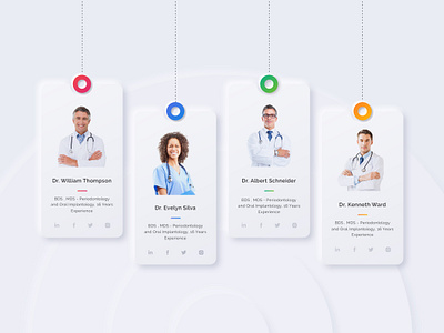 Doctors-Profile Cards UI cards clean colors dental doctors design designation cards doctor profiles doctors doctors app gradient material minimal minimalism modern neumorphic neumorphic design profile cards shadows ui ux