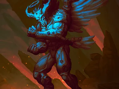 Celestial Baron angel wings baron of hell blue skin celestial demon devil dream halo hell natural armor procreate