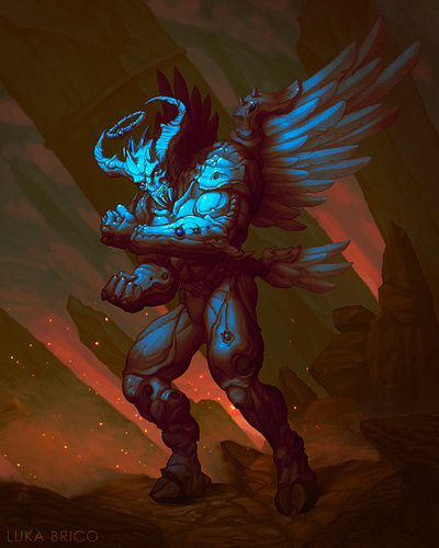 Celestial Baron angel wings baron of hell blue skin celestial demon devil dream halo hell natural armor procreate