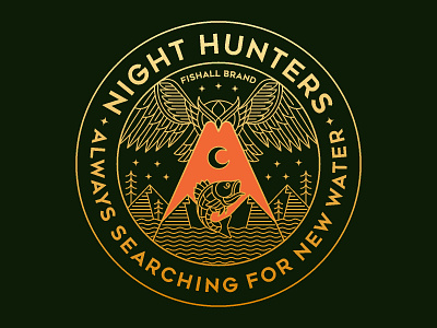 Night Hunters apparel clothing fisherman fishing logo geometric illustration line lineart merchandise merchandise design merchandising minimal monoline mountain nature outdoor outdoor badge t shirt t shirt design t shirt illustration