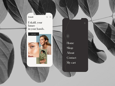 Eskafil1 app burger commerce design iphone juste lithuania mobile mockup navickaite responsive screen skincare ui ux view vilnius web