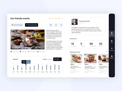 Food project on crowdfunding platform app design desktop food interface mining statistics ui