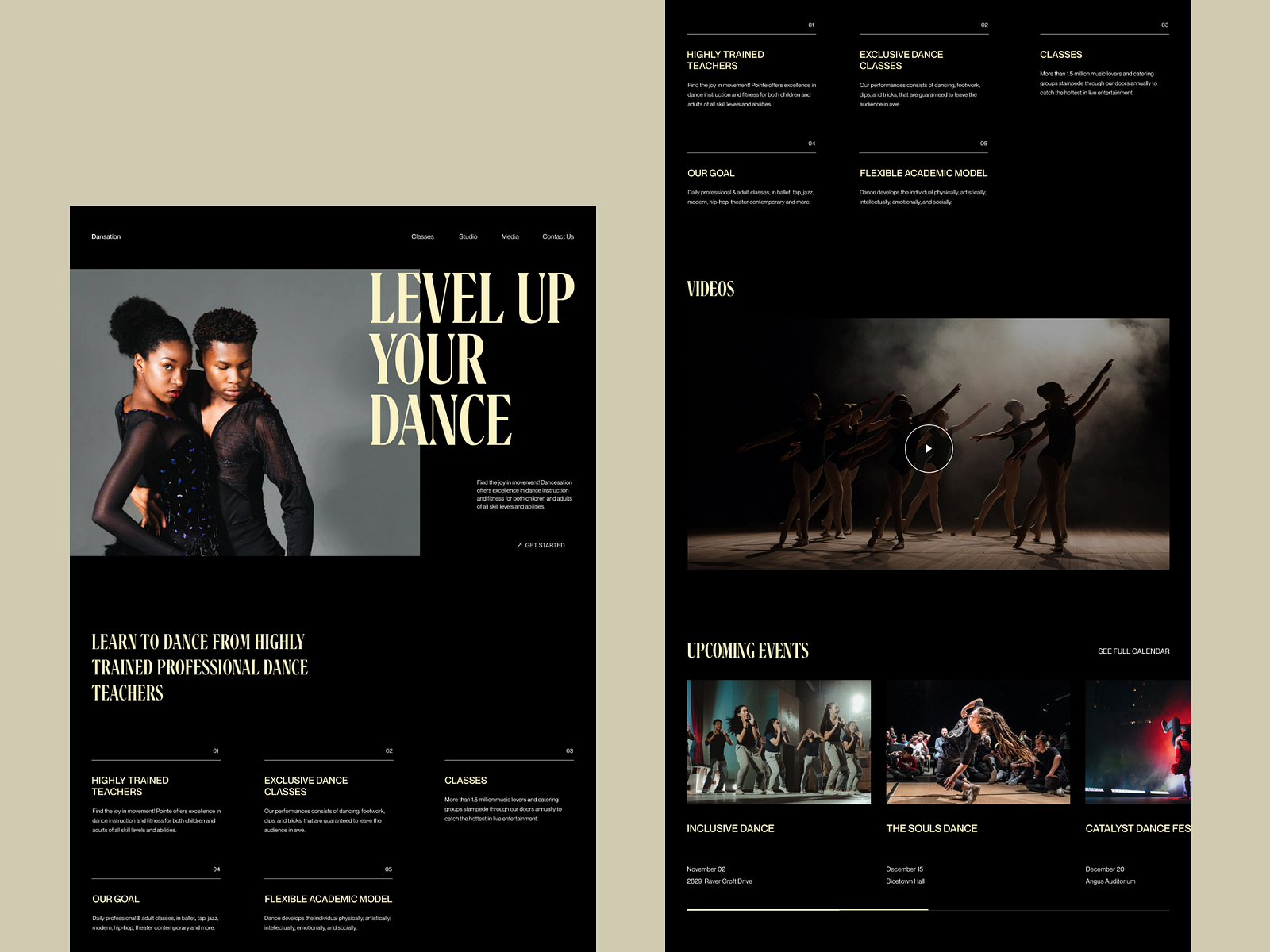 Dansation - Website Design by Adarsh Goldar for Fireart Studio on Dribbble