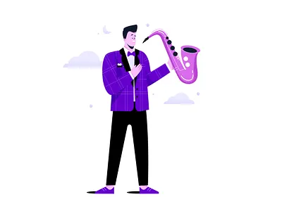 Spot illustration for Landing Page character clean clothes illustration lifestyle music people people illustration saxophone saxophonist vector vector illustration