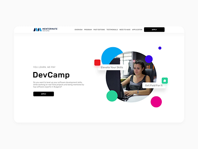 DevCamp Landing Page animation design desktop interface layout minimal motion ui ux web