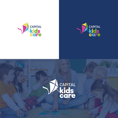 Capital Kids Care branding business care clean color creative fiverr.com fiverrgigs graphic design kids kids art kids illustration kite logo designer modern professional school study unique wowgraphique