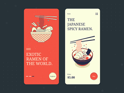 Food App Exploration 2020 trend app concept branding clean dailyui ecommerce food app illustration minimal ramen restaurant typography ui design uidesign