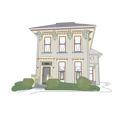 920 roberts lane childhood home house illustration illustrator linework minimal sketch vector