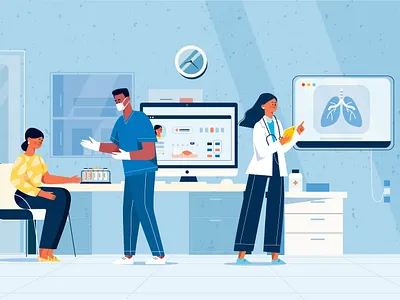 Style Frame for NYEC Video character check up doctor healthcare hospital illustration lifestyle medical medicine patient people people illustration vector vector illustration