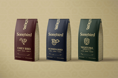 Songbird Packaging Spread branding coffee coffeeshop iconography packaging