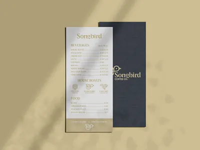 Songbird Menu branding coffee design icon menu menu design packaging type typography vector