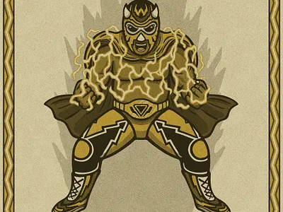Wonderboy illustration lightning lucha luchador wrestler