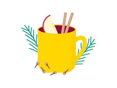 Day 338 - 366 Days of Illustration Challenge - MintSwift apple cinnamon clove digital illustration drink fir flat design flat illustration flatdesign illustration illustrations illustrator mintswift mug mulled mulled wine vector vector illustration wine winter