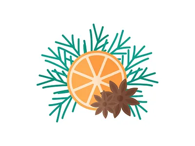 Day 340 - 366 Days of Illustration Challenge - MintSwift branch digital illustration fir flat design flat illustration flatdesign food fruit illustration illustrations illustrator mintswift orange pine pine tree plant slice star anise vector art vector illustration