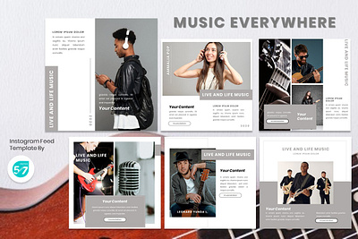 Instagram Feed Template - Music Everywhere branding design fashion brand graphicdesign instagram instagram post instagram story instagram template music presentation