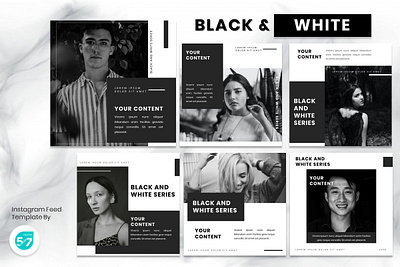 Instagram Feed Template - Black & White black white branding design graphicdesign instagram instagram post instagram story instagram template presentation