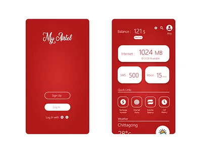 My Airtel Concept airtel app concept design icon sim ui ux vector