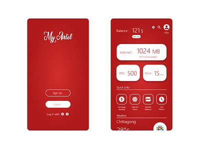 My Airtel Concept airtel app concept design icon sim ui ux vector