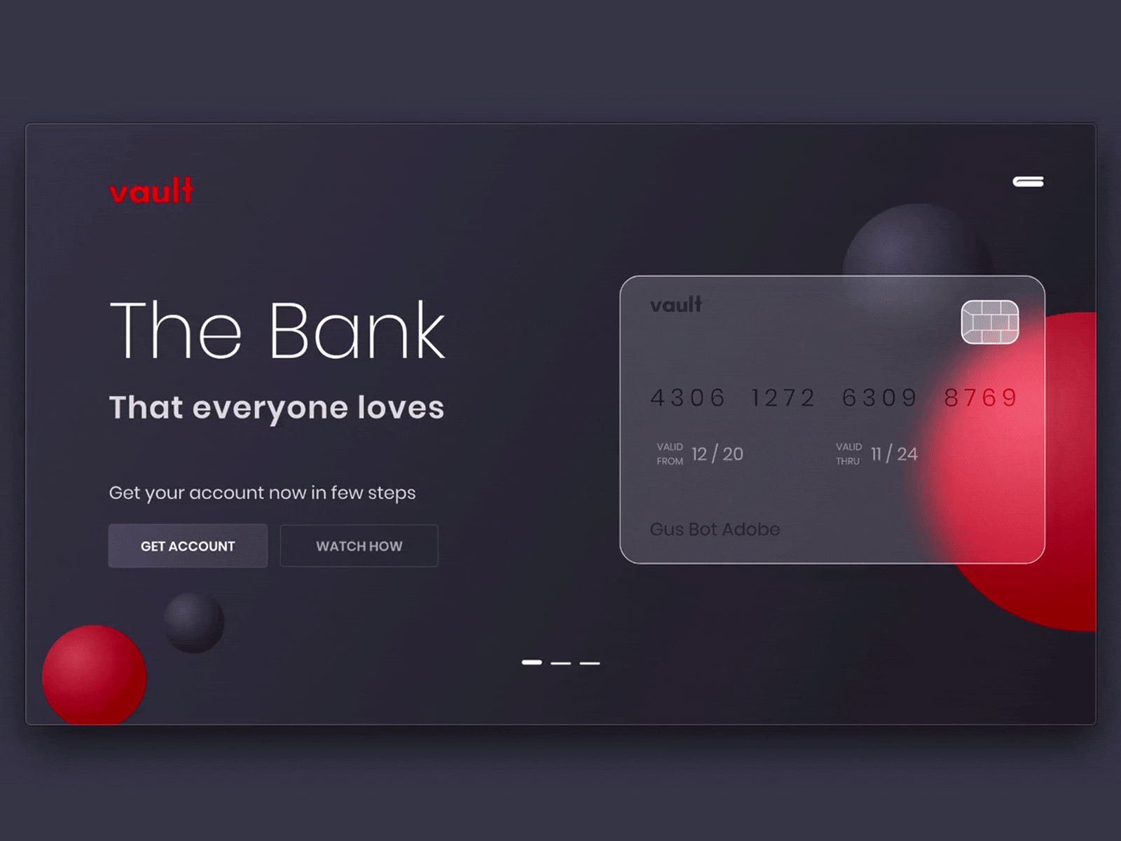 Vault-Banking Website adobexd autoanimate backgroundblur banking website bankingapp design finance fintech fintech app madewithadobexd. xdcreativechallenge