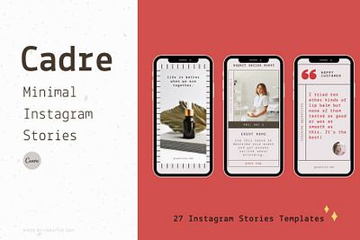 Cadre Minimal Chic Instagram Stories for Canva canva template chic feminine instagram stories instagram stories template minimal minimalist stories for canva stories template