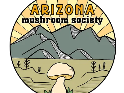 Arizona Mushroom Society Sticker Design arizona branding graphic design illustration line art logo logo design mushroom nature non profit sticker design visual design