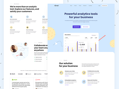 Oval SaaS Landing Page analytics dashboard exploration header homepage icon minimal onboarding saas design saas landing page saas template saas web design software ui kit template unique layout web design