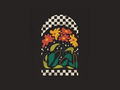 melty flowers 01 botanical checkerboard checkered doodle flower illustration flowers illustraion nature procreate