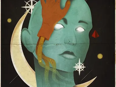 North design head human illustration planet poster sky space stars