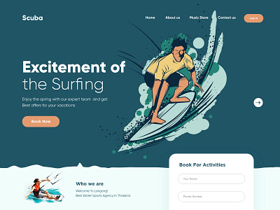 Scuba Landing Page Design design homepage illustration interface landing page ui uidesign web webdesign website