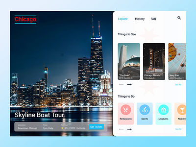 Chicago City Guide activities architecture branding chicago city city guide cityscape design desktop desktop design events landing page rebound skyline tourism travel ui uidesign urban design uxdesign