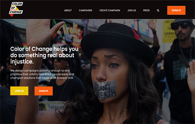 Color of Change change changethethought color hero section typography ui uidesign web design