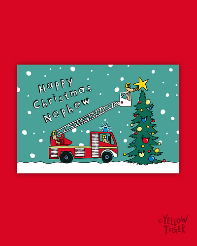 Kids Christmas Cards children children book illustration childrens illustration christmas christmas card digger firefighter greeting card hand drawn illustration snow stationery vehicle