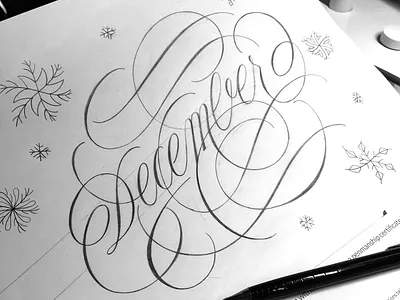 December flourishes illustration lettering sketch