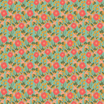 Flowers of the Field artwork design floral illustration licensing lineart pattern pattern art pattern design surface pattern design