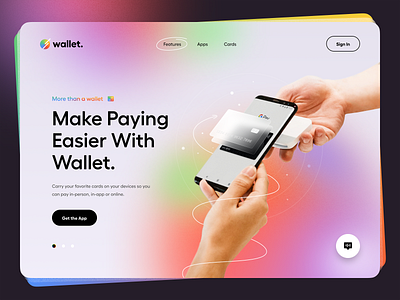 Wallet – Hero Header app clean credit card glass credit card glass effect hero header minimal mobile app payment payment app phone typography ui ui design ux wallet web web app web design website