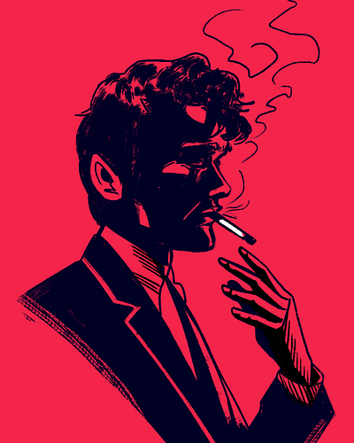 Smoking guy character comic art duotone dylan dog illustration illustration art lineart smoking