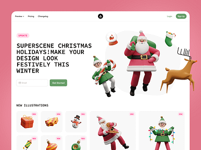 Superscene Christmas Update 🥳 3d application christmas colorful craftwork design elf holidays illustrations landing new presents santa season superscene ui update web website winter