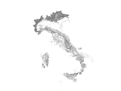 Italy - Black and white map alps black and white illustration italia italy landscape minimal mountain nature relief topographic map topographical topography