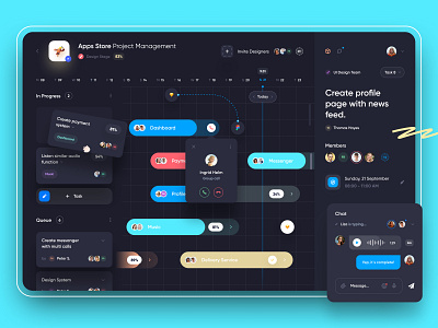 Dashboard App Dark Mode app clean dark mode dashboad design fintech interface minimal mobile app phone project management typography ui user experience user interface ux web web app webdesign